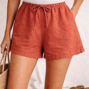 Reformation Linen Shorts NWT Medium Terracotta Coastal Summer Orange